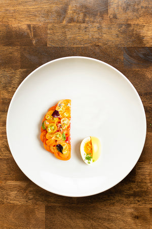 Cracked Golden Eggs With Heirloom Tomato Salad